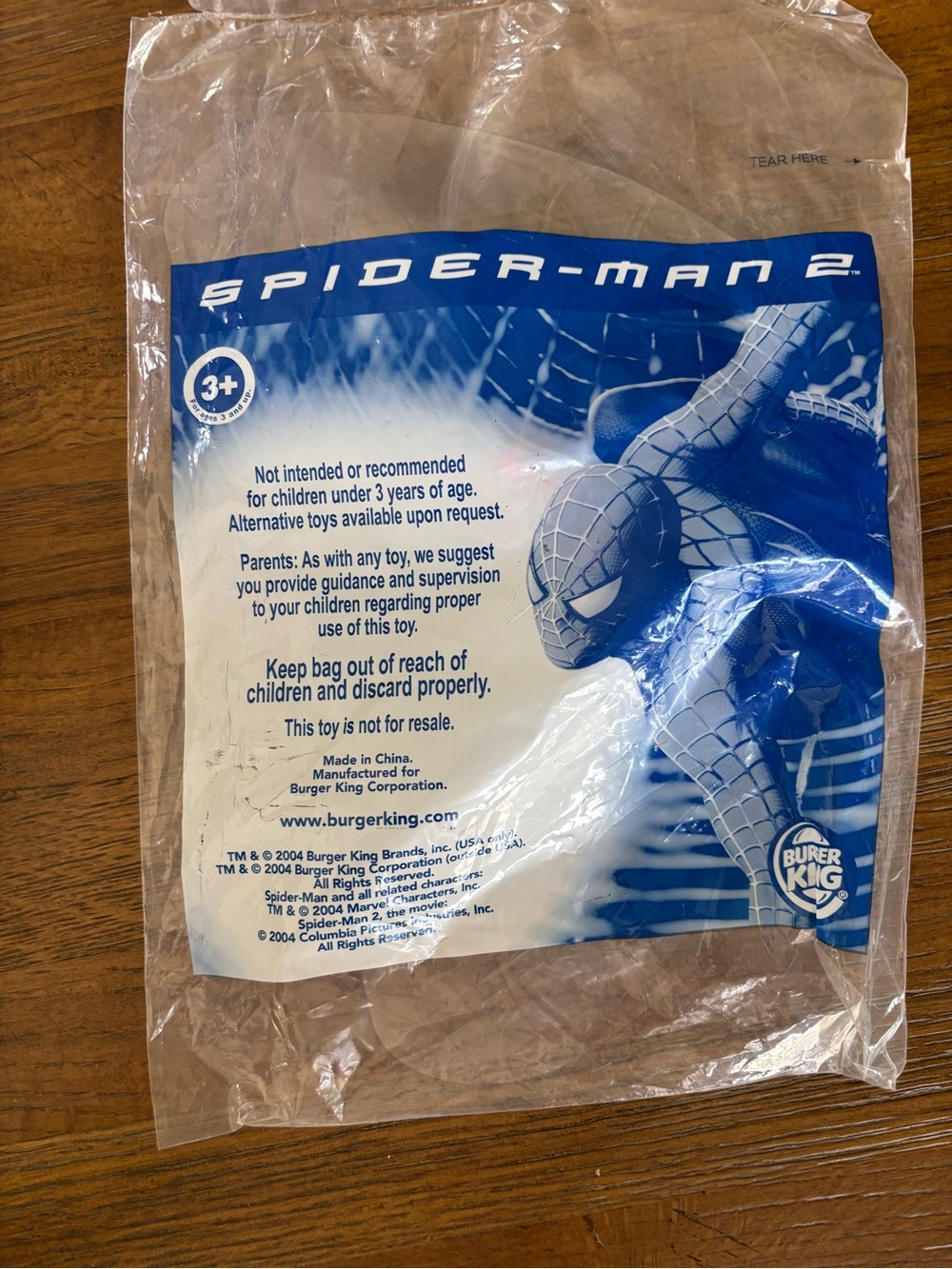 Burger King Spider-Man 2 Promotional Bag 2004 Blue Clear White Original